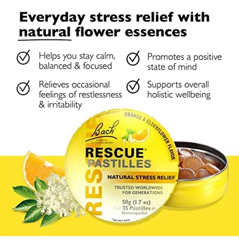 Pastillas Lozenges Rescue Bach De Naranja Y Flor De Saúco, 6