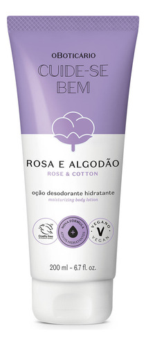  Boticário Cuide-se Bem Rosa E Algodão Loção Corporal 200ml