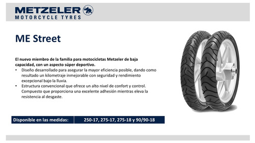 Cubierta Moto 250-17 Metzeler Me Street