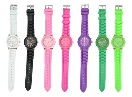 Reloj Pulsera Dama Color Malla D Goma Clasic Pila Incluida