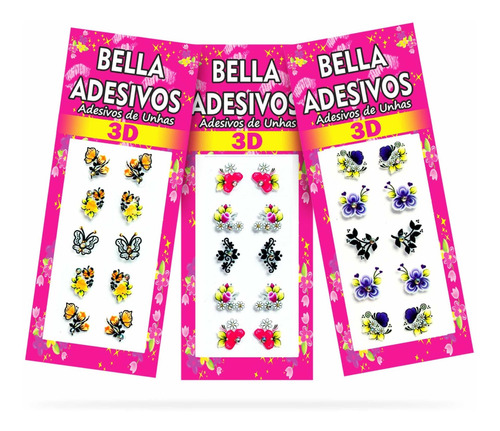 500 Adesivos De Unha Bella Adesivos, 50 Cartelas