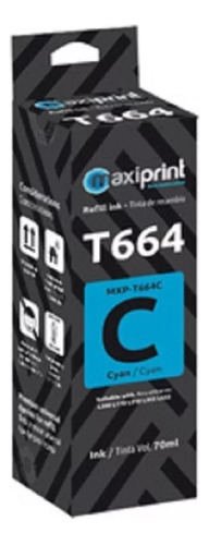 Botella De Tinta Compatible Epson T664 Maxiprint Cyan