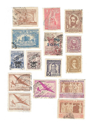 Lt1461. Lote De 17 Estampillas De Uruguay 1943-1948