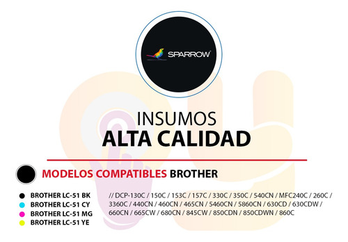 Cartuchos Compatible Negro Brother Lc-51 Mfc240 / Dcp130 Oy