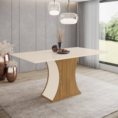 Mesa De Jantar 160x90cm Tampo Mdf Luiza Wt