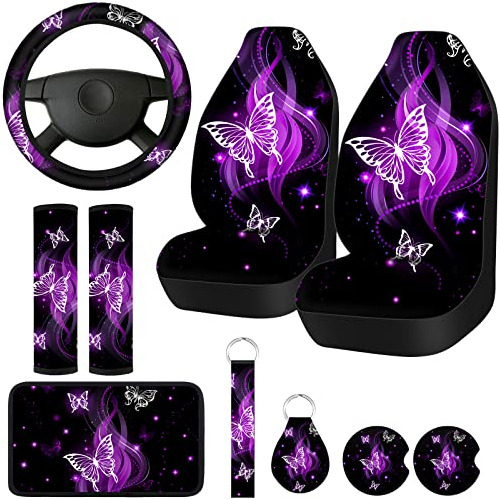 10 Pcs Fundas De Asiento De Coche Mariposas Mujeres, Ac...