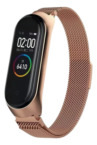Pulseira De Aço Metal Compatível Mi Band 4 Champagne