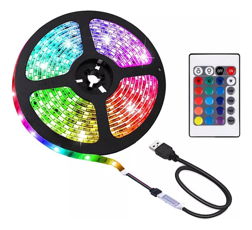 Cinta Luces Led Tira Rgb 5050 5m Usb 5 Metros Control Remoto