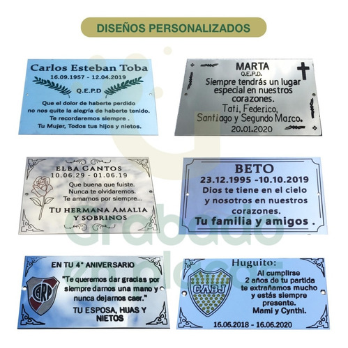 Imagen 2 de 8 de Placa Recordatoria Homenaje Cementerio 30x20 + Floreros