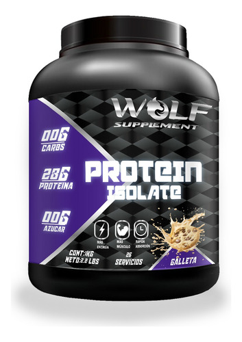 Proteína Whey Hs Hidrolizada Isolate Wolf 1kg 26 Servicios Galleta
