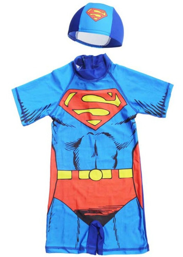 Traje De Baño Completo Super Héroes Niños Spiderman Superman