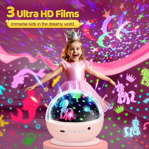 Proyector De Luz Nocturna Unicornio Staryou 3 Películas 93