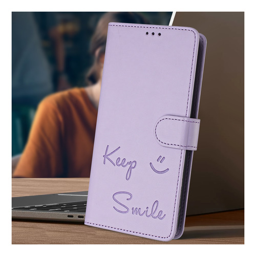 Funda De Piel Con Forma De Cara Sonriente Para Motorola Edge 50 Fusion Con Ranuras Para Tarjetas, Cierre Magnético, Cartera, Bloqueo Rfid, Soporte