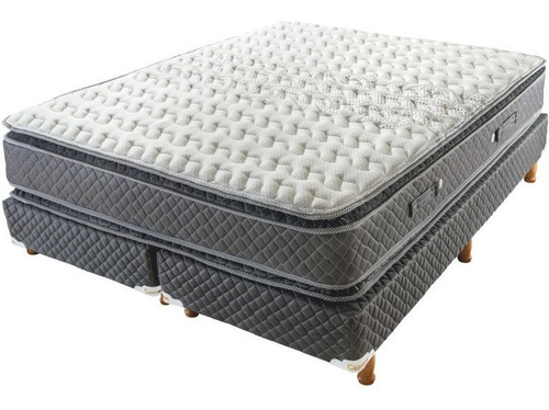 Sommier sommier Cannon Resortes Doral Pillow Top Queen de 200cmx160cm negro y blanco con base dividida