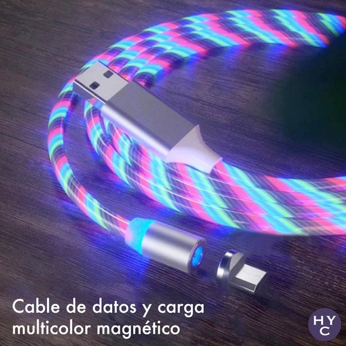Cable Magnetico 3 En 1 - Celular Usb Tipo C - Led Multicolor