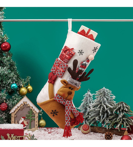 Calcetines Navideños 3d Papá Noel Reno Muñeco De Nieve
