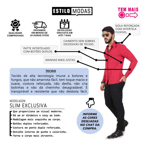 Kit 30 Camisa Social Masculina Luxo Uniforme Sem Bolso