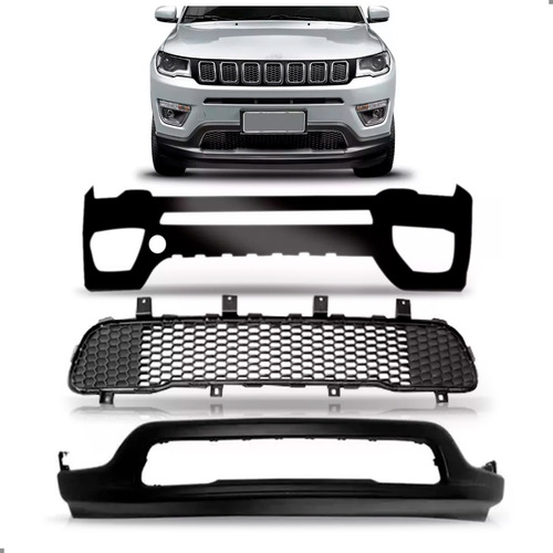 Kit Parachoque Para Jeep Compass 2017 A 2021 Com Spoiler