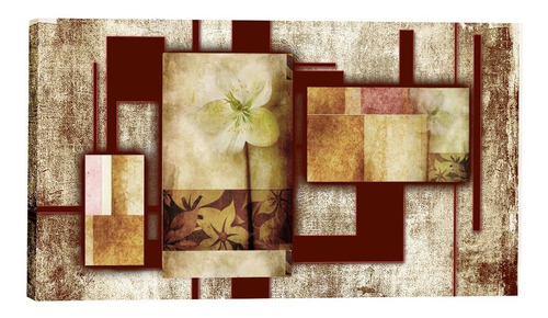 Quadro Decorativo Floral Abstrato Marrom 55x100 Sala Quarto
