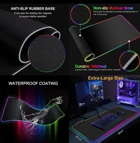 Mouse Pad Gaming Electroiluminada Rgb S400 Pc Gamer Aoas Pro
