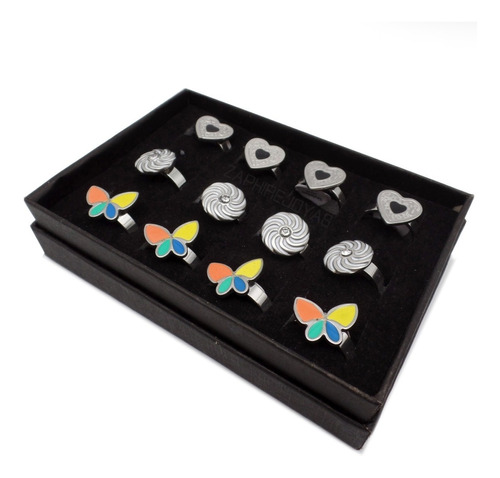 Pack 12 Anillos Surtidos Premium Acero Quirurgico Xmayor