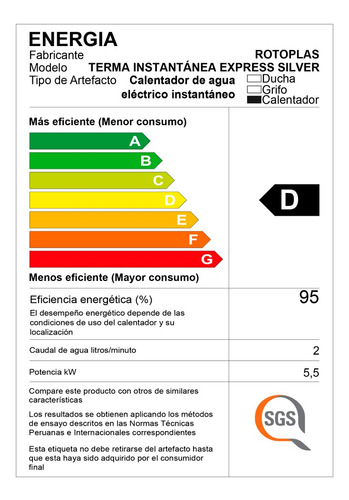 Terma Instantánea Rotoplas Supreme Con Sensor 2.6 Psi
