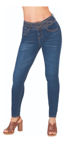 Jeans Casual Dama Corte Colombiano Stretch Azul 510-75