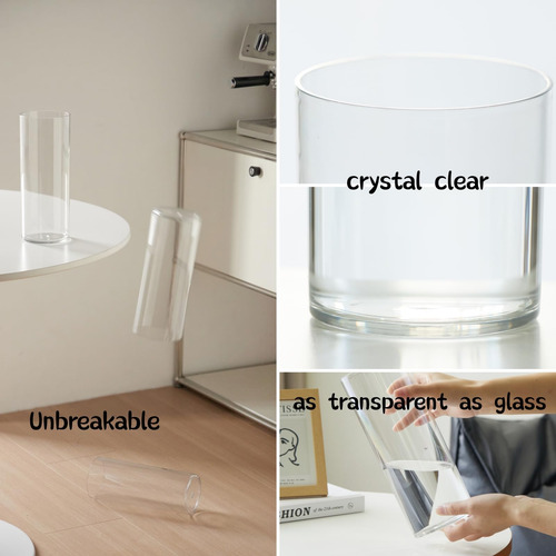 Conjunto De Vasos Grandes De Cilindro Transparente De Acríli