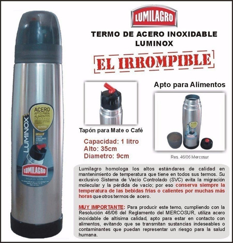 Imagen 8 de 9 de Termo Acero 1l Lumilagro Pettish Online