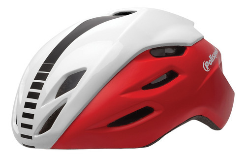 Capacete Bike Polisport Aero Road Vermelho Branco Bicicleta Tamanho G(58-61cm)