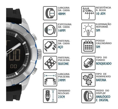 Relógio Technos Masculino Esportivo Anadigi Original