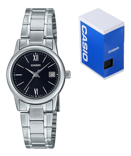 Reloj Casio Dama Ltp V002d 1b3 Acero Inox Fechador Cristal