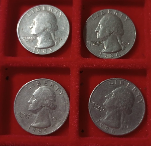 4 Monedas 1/4 Dolar Estados Unidos 1983/84/85/86 V.f.