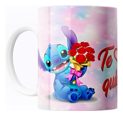 Taza De Café Diseño Disney Stitch Enamorados 325ml