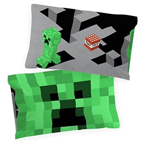 Jay Franco Minecraft Lone Creeper - Juego De 2 Fundas De Alm