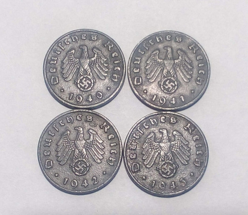 Monedas Alemania 1 Reichspfennig. Diferentes Años. Lote X 4