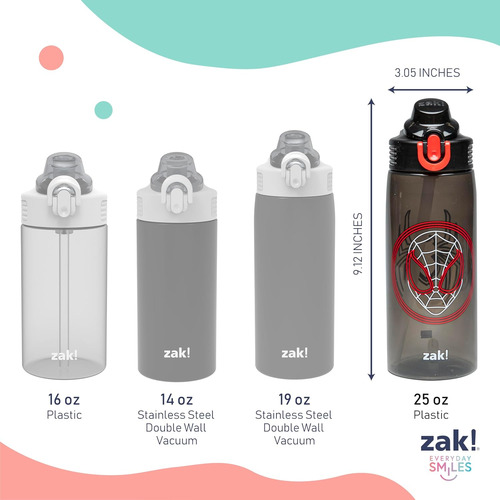 Zak Designs Botella Diseño De Minecraft, Plástico 16 Y 25 Oz Spider-man (miles Morales) 25 Oz
