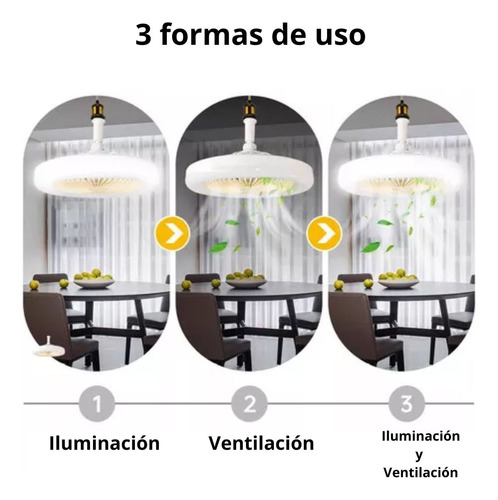Foco Ventilador Techo Luz Led Control Blanco Interiores Aire
