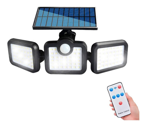 Reflector Led Solar 3 Cuerpos Exterior Cobertura 270º 108led