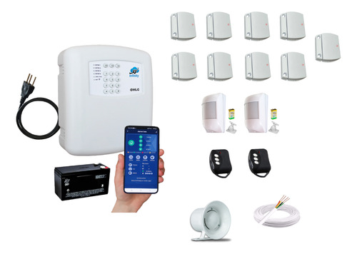 Kit Central De Alarme Wifi Completo B9 E 2 Ivp Rf Sem Fio