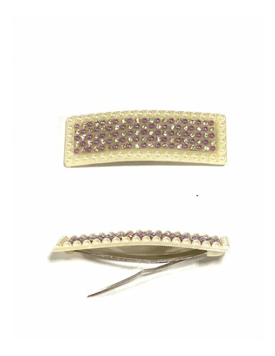 Kit 4 Unidades De Presilha De Strass Com Pérola E Ouro Rose