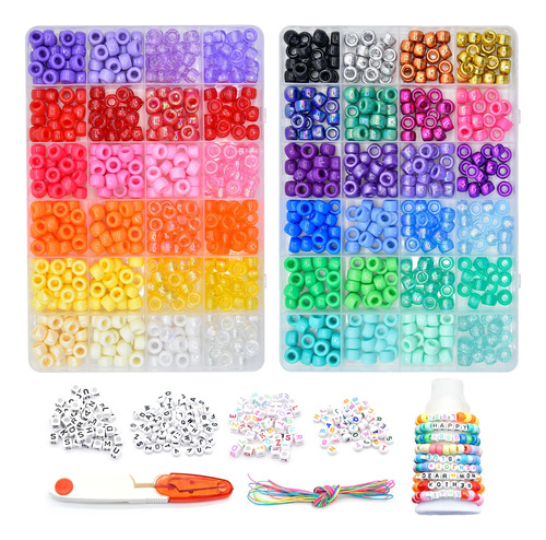 Kit De Cuentas De Poni De 0.5 Cm En 48 Colores Para Hacer Pu