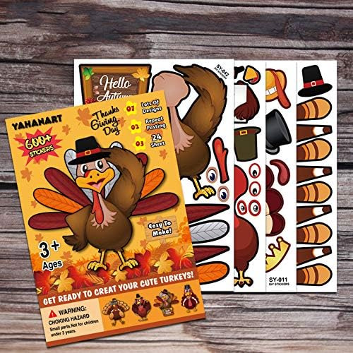 24 Hojas De Juegos De Pegatinas Para Hacer Un Pavo, Suminist