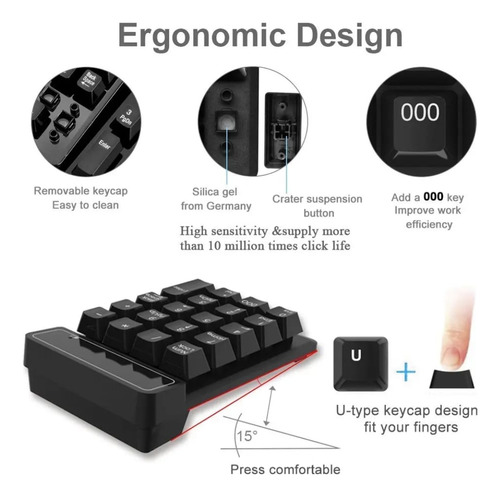 Mini Teclado Numero Inalámbrico Pc Laptop Mac Adaptador Usb