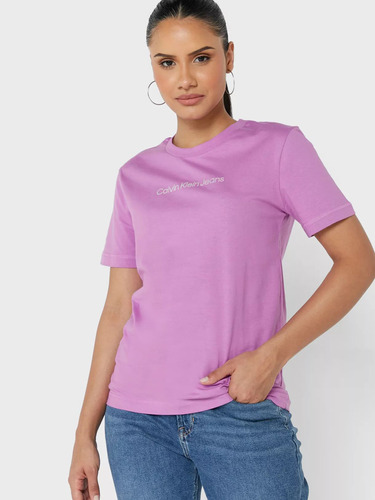 Camiseta Con Logo Violeta Calvin Klein
