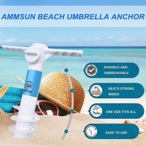 Ammsun Soporte De Anclaje Para Sombrilla De Playa Y Ganch...