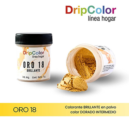 Colorante Comestible Polvo Brillante Oro 18 Drip Color 