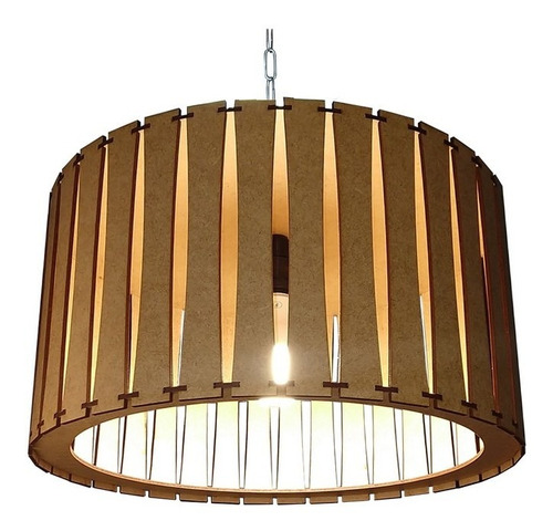 Lustre Pendente Rome Em Madeira Mdf 38cm Bivolt