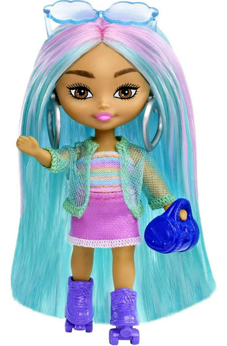 Barbie Extra Mini Minis Muñeca Pelo Azul Look  Mattel