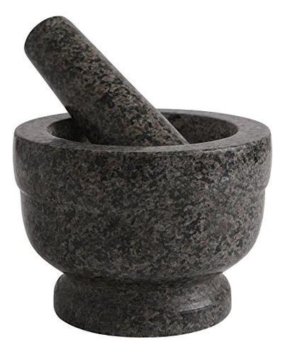 Homiu Pestle & Mortar Con Base - Efecto Piedra, Granito Puli